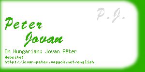 peter jovan business card